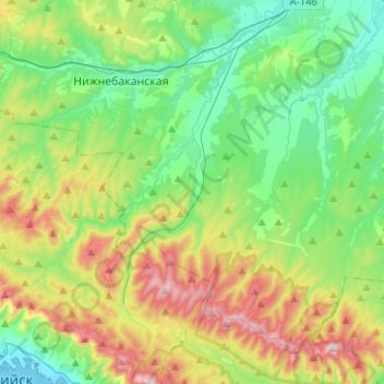 Нижнебаканское сельское поселение topographic map, elevation, terrain