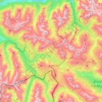 Swiss National Park topographic map, elevation, terrain