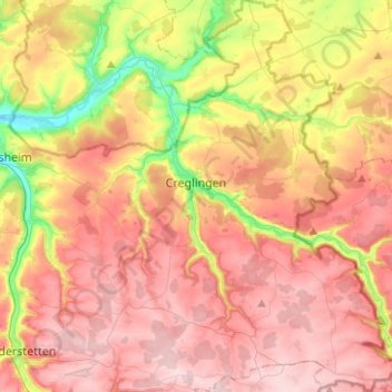 Creglingen topographic map, elevation, terrain