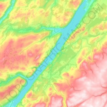 Loch Ness topographic map, elevation, terrain