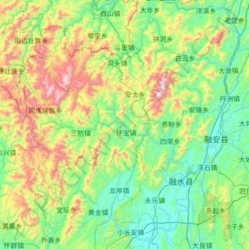 融水苗族自治县 topographic map, elevation, terrain