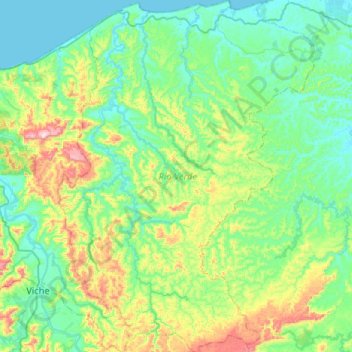 Río Verde topographic map, elevation, terrain