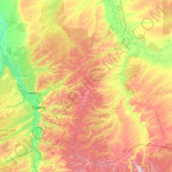 Томский район topographic map, elevation, terrain