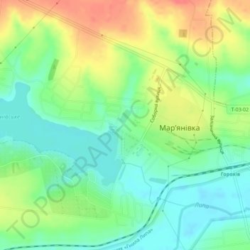 Марьяновка topographic map, elevation, terrain