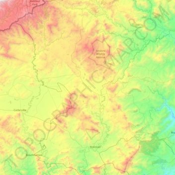 Greater Kokstad Local Municipality topographic map, elevation, terrain