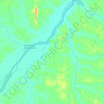 Araguacema topographic map, elevation, terrain