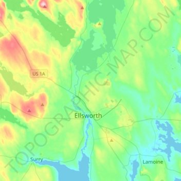 Ellsworth topographic map, elevation, terrain