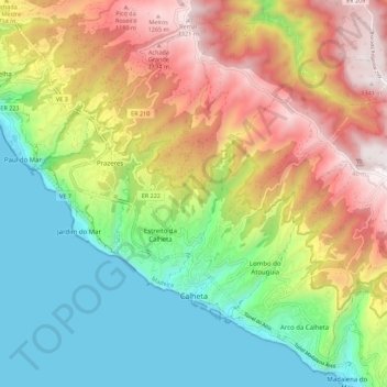 Calheta topographic map, elevation, terrain
