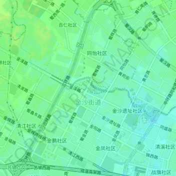 金沙街道 topographic map, elevation, terrain