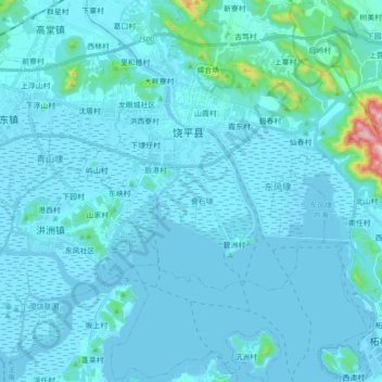 黄冈镇 topographic map, elevation, terrain