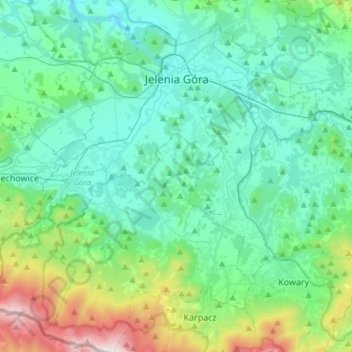 Hirschberg topographic map, elevation, terrain