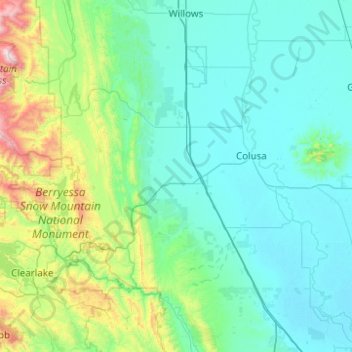 Colusa County topographic map, elevation, terrain