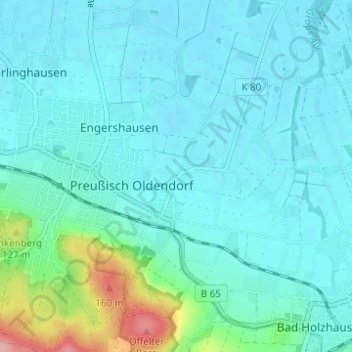 Offelten topographic map, elevation, terrain