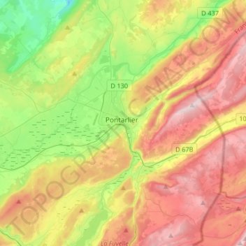 Communauté de communes du Grand Pontarlier topographic map, elevation, terrain