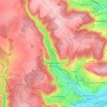 Châtel-Saint-Germain topographic map, elevation, terrain