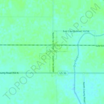 Garrett topographic map, elevation, terrain