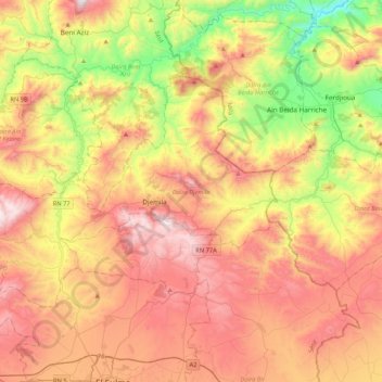 Daïra Djemila topographic map, elevation, terrain