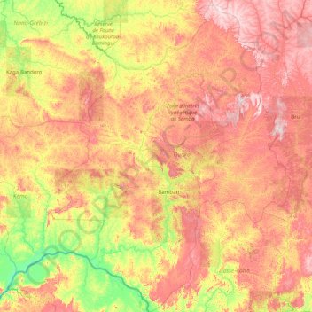 Ouaka topographic map, elevation, terrain