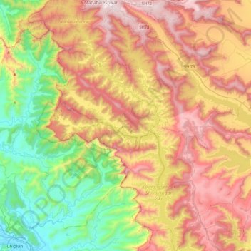 Jaoli topographic map, elevation, terrain