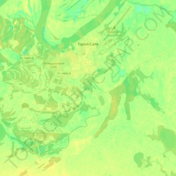 Тарко-Сале topographic map, elevation, terrain