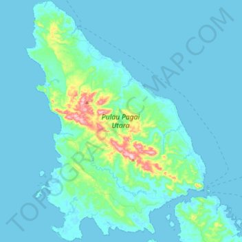 Pulau Pagai Utara topographic map, elevation, terrain
