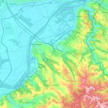 Cukarica Urban Municipality topographic map, elevation, terrain