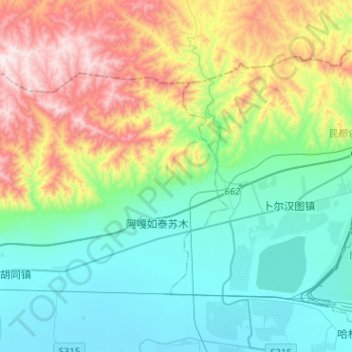 阿嘎如泰苏木 topographic map, elevation, terrain