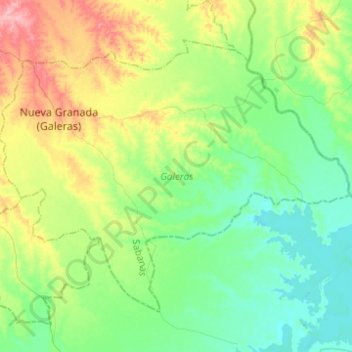 Galeras topographic map, elevation, terrain