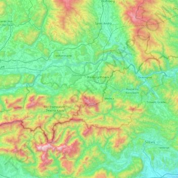 Karawanken-Karavanke UNESCO Global Geopark topographic map, elevation, terrain