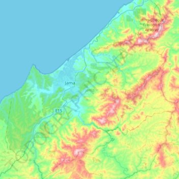 Jama topographic map, elevation, terrain