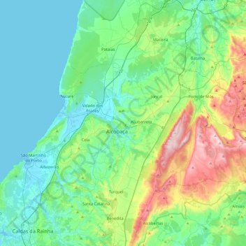 Alcobaça topographic map, elevation, terrain