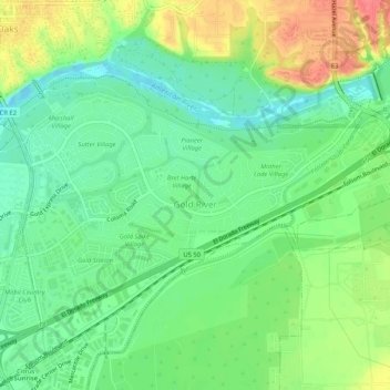 Gold River topographic map, elevation, terrain