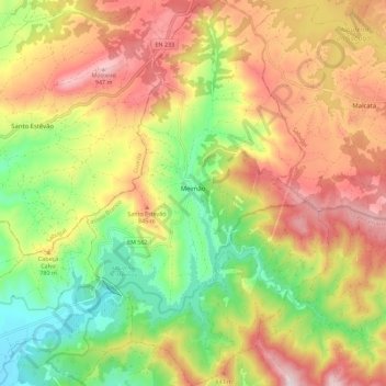 Meimão topographic map, elevation, terrain