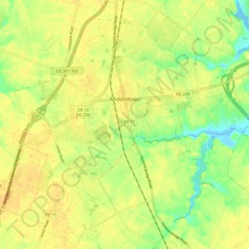 Middletown topographic map, elevation, terrain