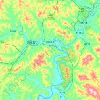 快大茂镇 topographic map, elevation, terrain
