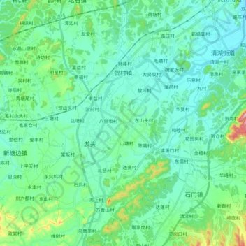 贺村镇 topographic map, elevation, terrain