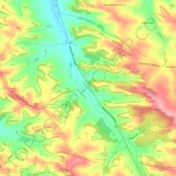 Saint-Lary topographic map, elevation, terrain