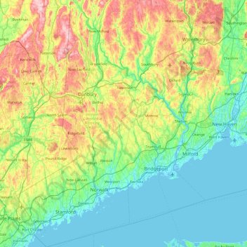 Fairfield County topographic map, elevation, terrain