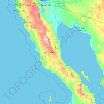 Baja California topographic map, elevation, terrain