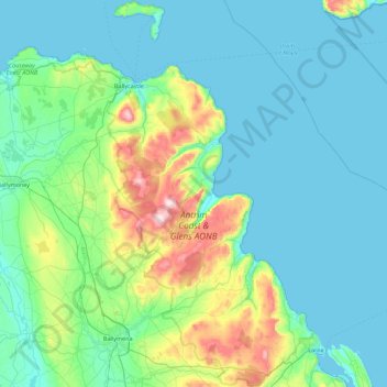 Ireland topographic map, elevation, terrain