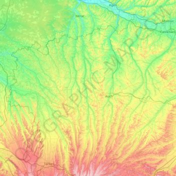 Gers topographic map, elevation, terrain