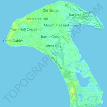 West Bay topographic map, elevation, terrain