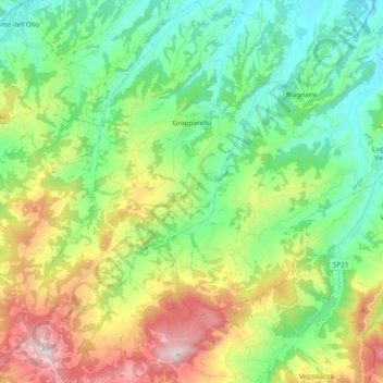 Gropparello topographic map, elevation, terrain