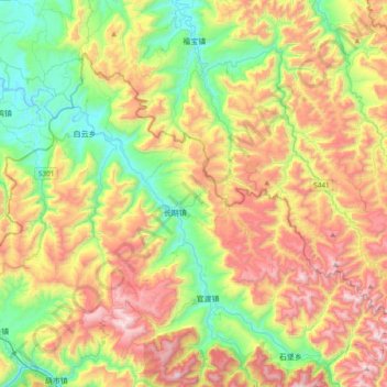 福宝镇 topographic map, elevation, terrain