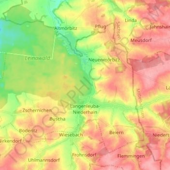 Langenleuba-Niederhain topographic map, elevation, terrain