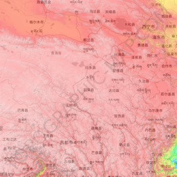 三江源国家级自然保护区 topographic map, elevation, terrain