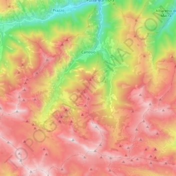 Canosio topographic map, elevation, terrain