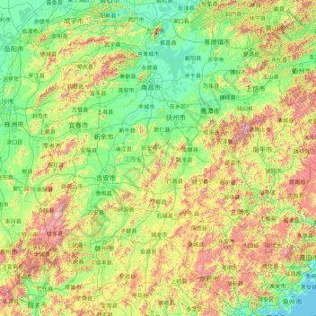江西省 topographic map, elevation, terrain