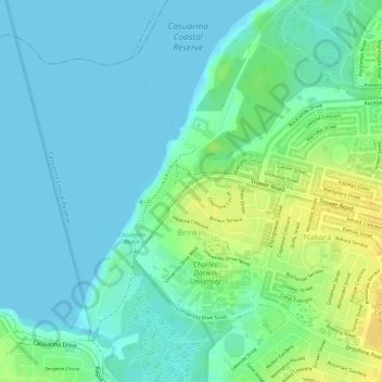 Brinkin topographic map, elevation, terrain