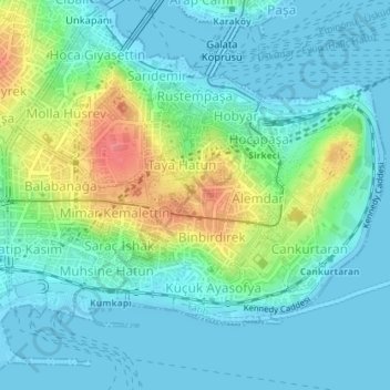 Molla Fenari Mahallesi topographic map, elevation, terrain